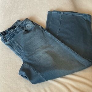 Pure Jill Wide-Leg Flare Jeans in Washed Blue - Size XL